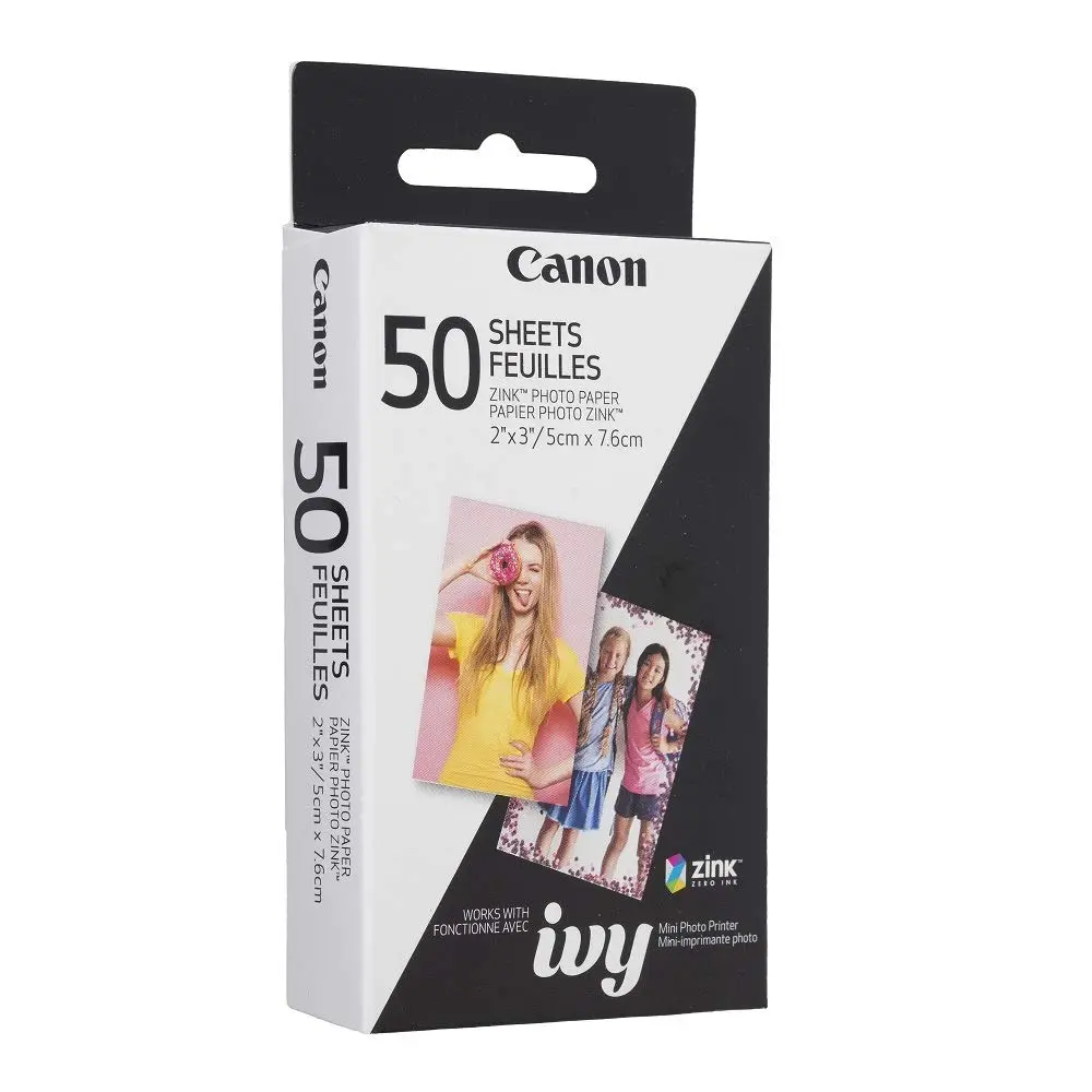 Canon Ivy Zink 2" x 3" Photo Sticker Paper 50 Sheets Pack | Smudge & Tear Resistant Prints - view 2