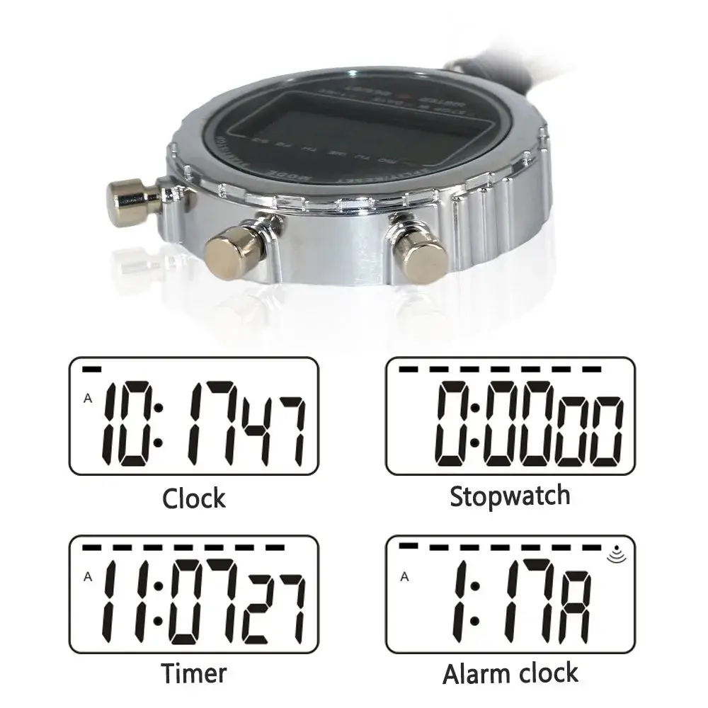 LAOPAO XJ-203 Digital Stopwatch Timer with Date & Alarm | 1/100th Second Precision, Stainless Steel Case, Daily Water Resistant (91g) - view 5