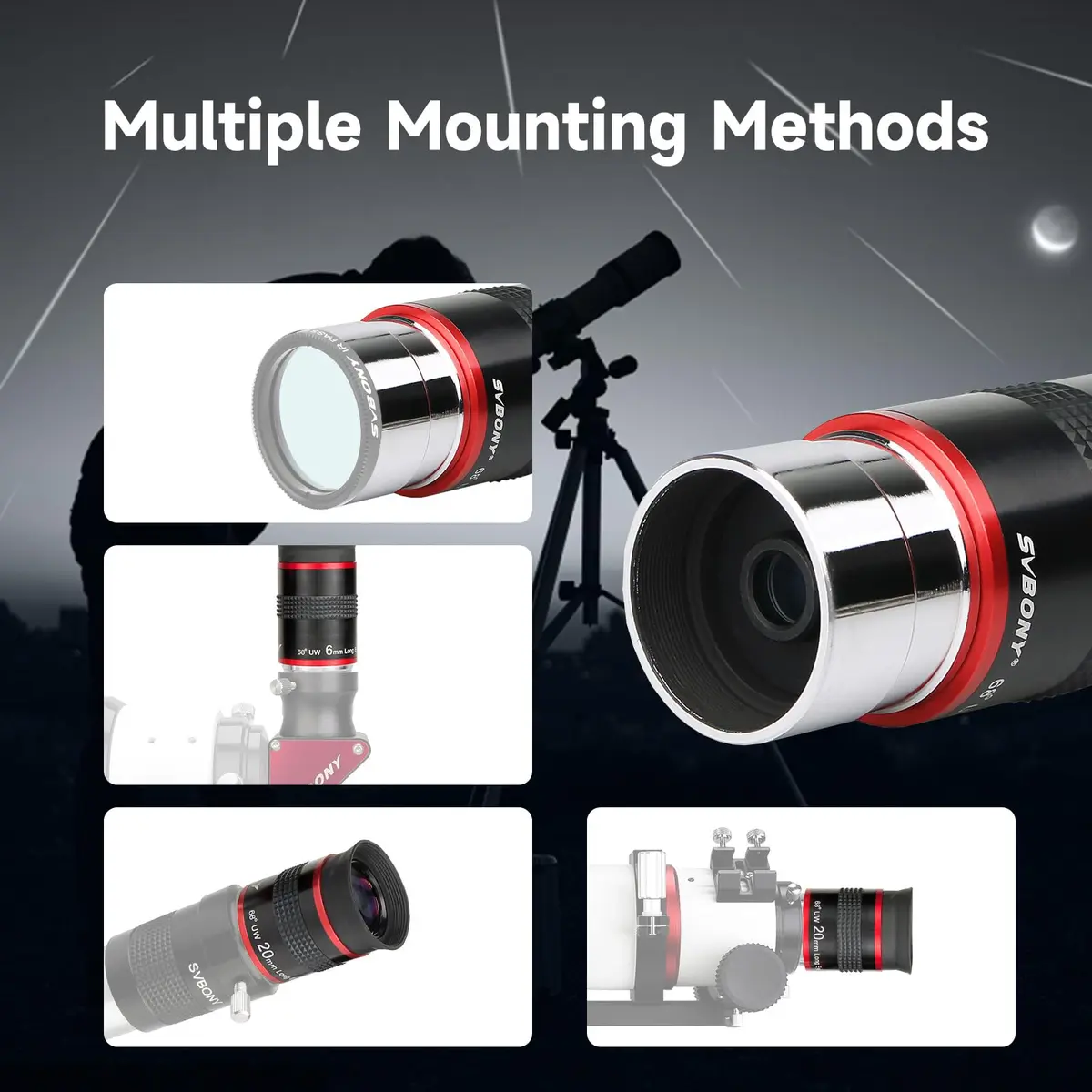 SVBONY 68° Ultra Wide Angle Telescope Eyepiece Set 6mm 9mm 15mm 20mm | 1.25" Barrel, Fully Multi-Coated Optics - view 7