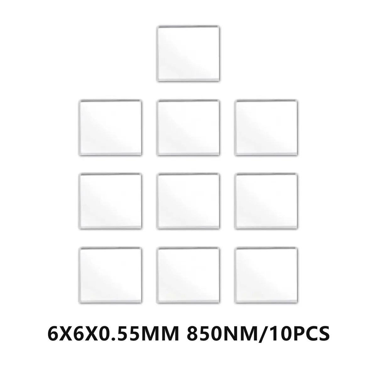 Quanmin 6mm x 6mm x 0.55mm 850nm Narrow Band Pass IR-Cut Filter Set | 10pcs Optical Glass for Barcode Scanner & Face Recognition - view 2