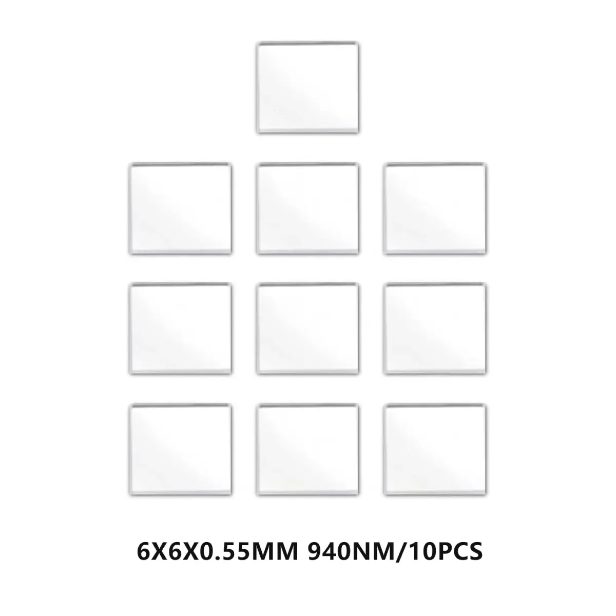 Quanmin 6mm x 6mm x 0.55mm 940nm IR Infrared Narrow Bandpass Filter Set (10 pcs) | Optical Glass for Face Recognition & CCTV - view 2