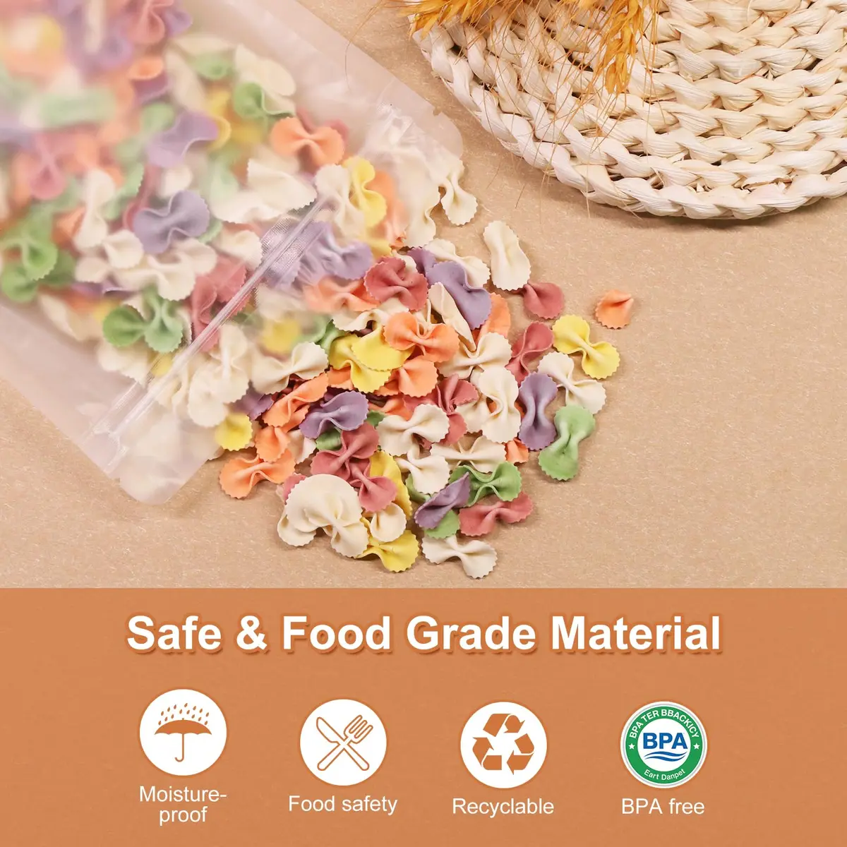 SumDirect Food Storage Bags 50 Pcs 4.3x6.7in Matte Frosted Resealable Stand Up Pouches - view 5