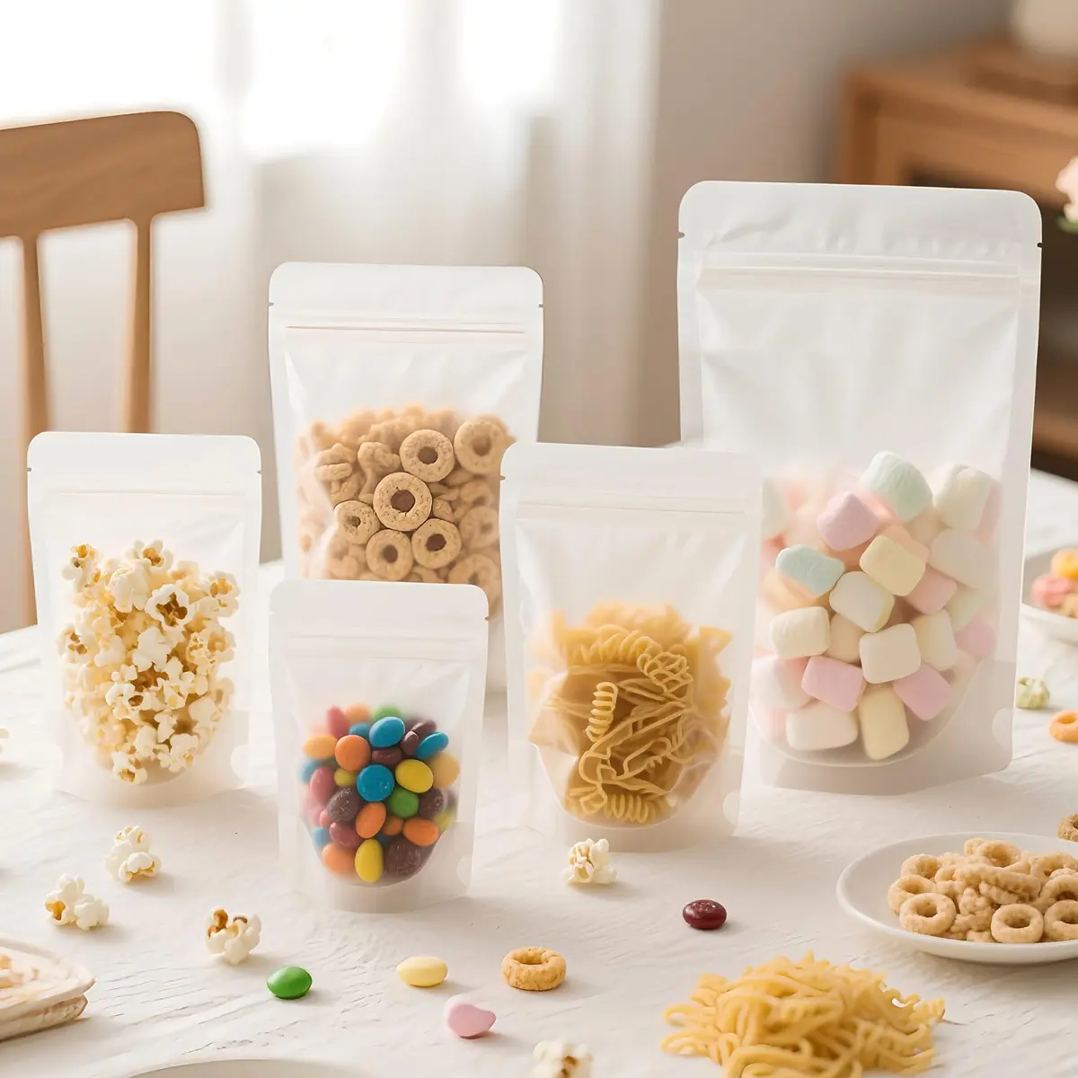 SumDirect Food Storage Bags 50 Pcs 4.3x6.7in Matte Frosted Resealable Stand Up Pouches - view 6