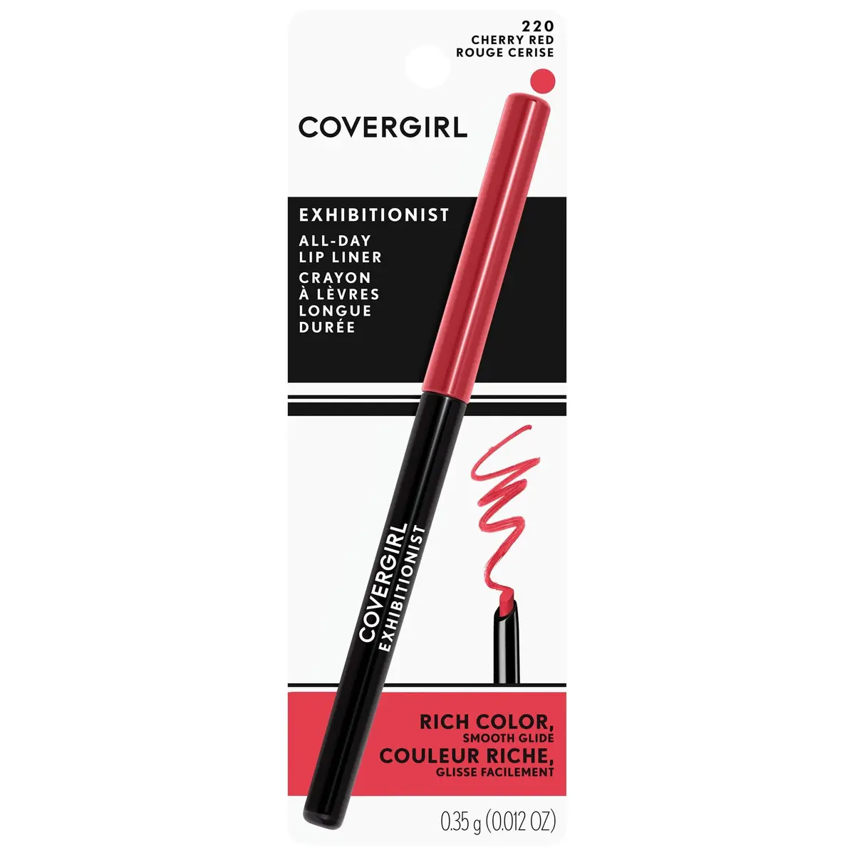 COVERGIRL Exhibitionist All-Day Lip Liner Cherry Red 220 | Smudge & Transfer Proof, Cruelty-Free (70-120 chars) - view 5