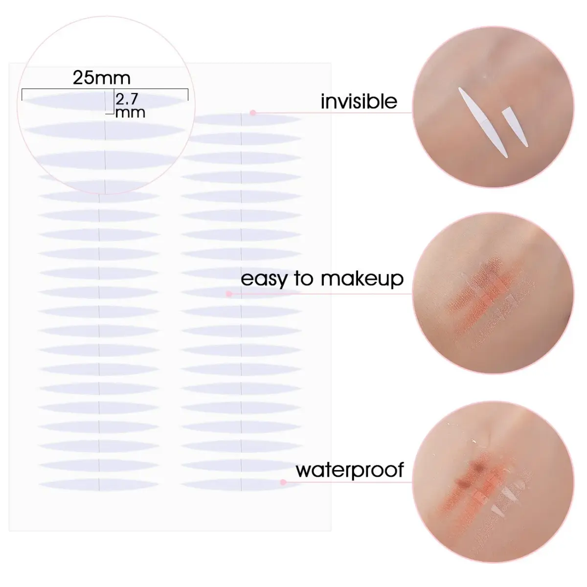 Pormasbenzer Ultra Invisible Double Eyelid Tape Stickers 480 Count (3 Packs) | Medical-Grade Adhesive Fiber for Natural Double Eyelids - view 3