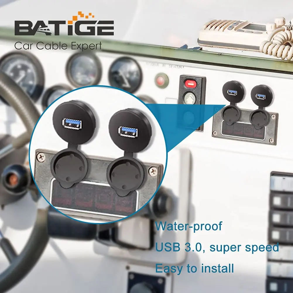 BATIGE Single Port USB 3.0 Male to Female AUX Car Mount Flush Cable 6ft | Waterproof Car Dashboard Extension - view 7