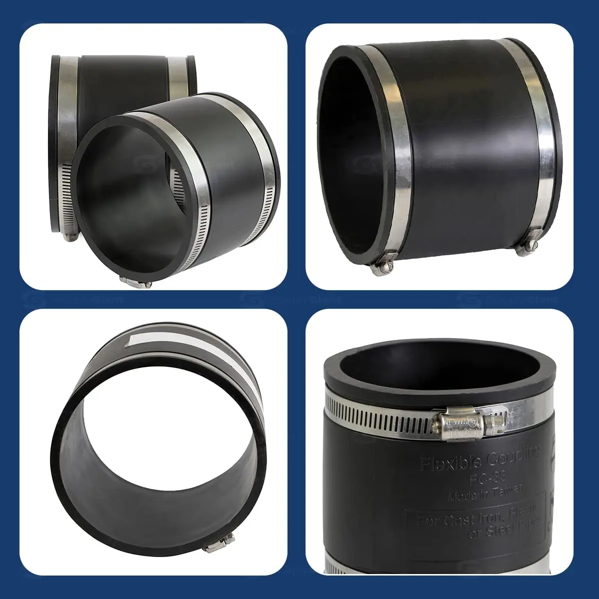 SUPPLYGIANT Flexible PVC Coupling with Stainless Steel Clamps 15.24 cm (6 Inch) | ASTM C1173 Certified - view 4