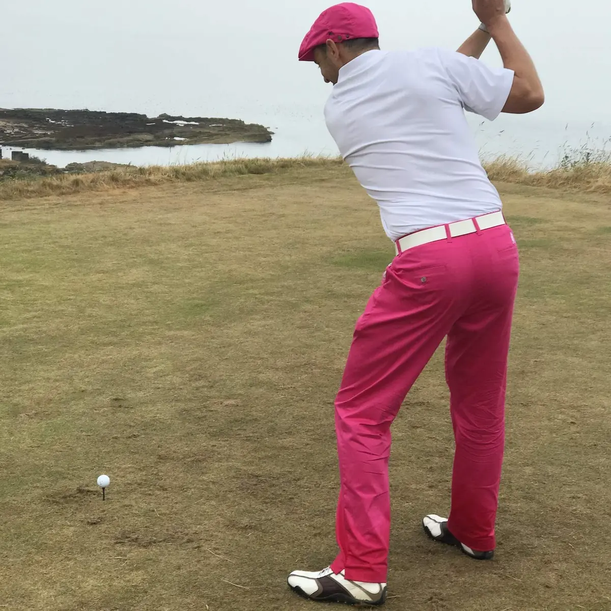 Royal & Awesome Pink Golf Hats Men, Flat Cap Style, Bright Pink, One Size | Adjustable & Breathable Golf Flat Cap - view 2