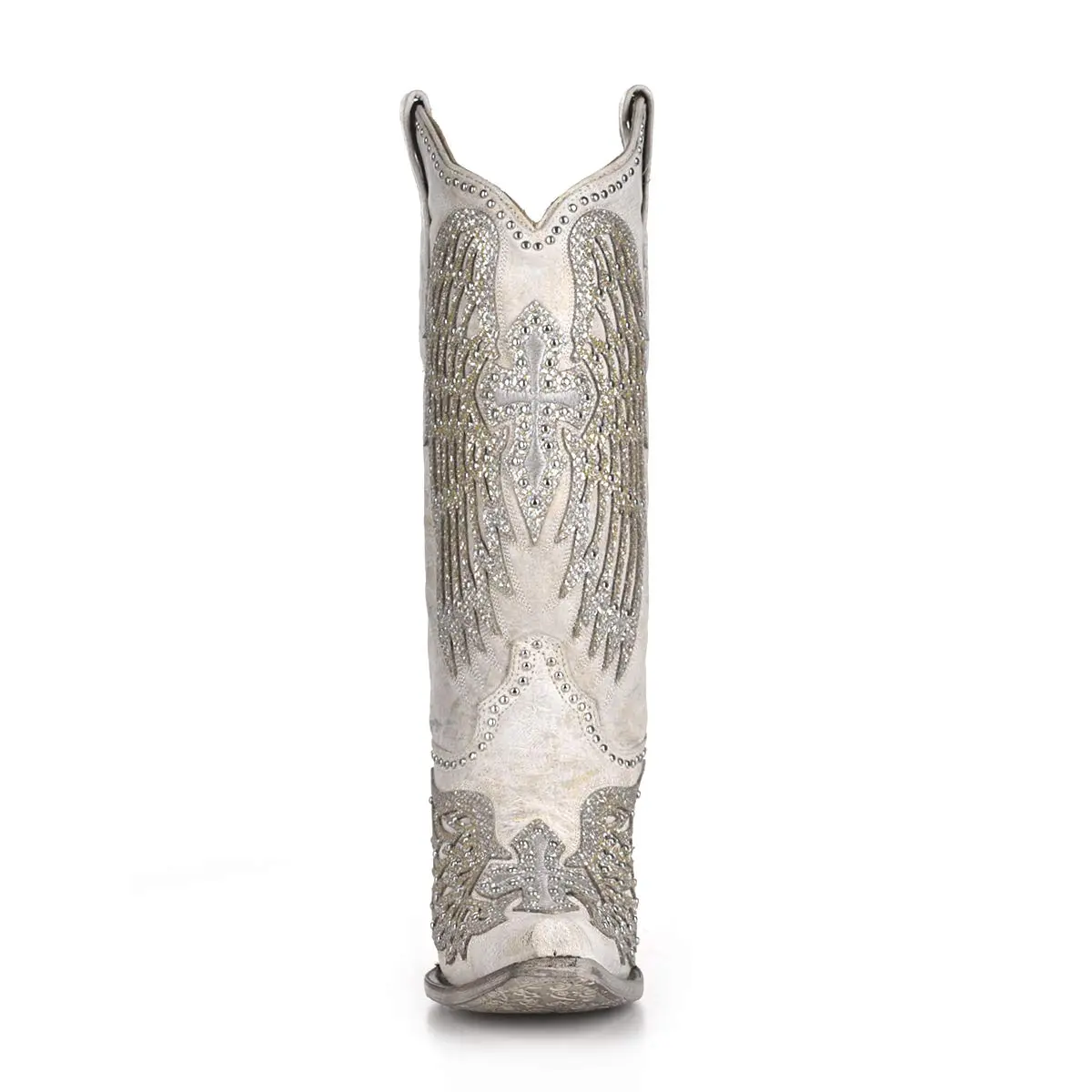 Corral Women's Western Boot Leather White Snip Toe Wing Cross | Handcrafted Genuine Leather with Crystal Embellishments - view 5