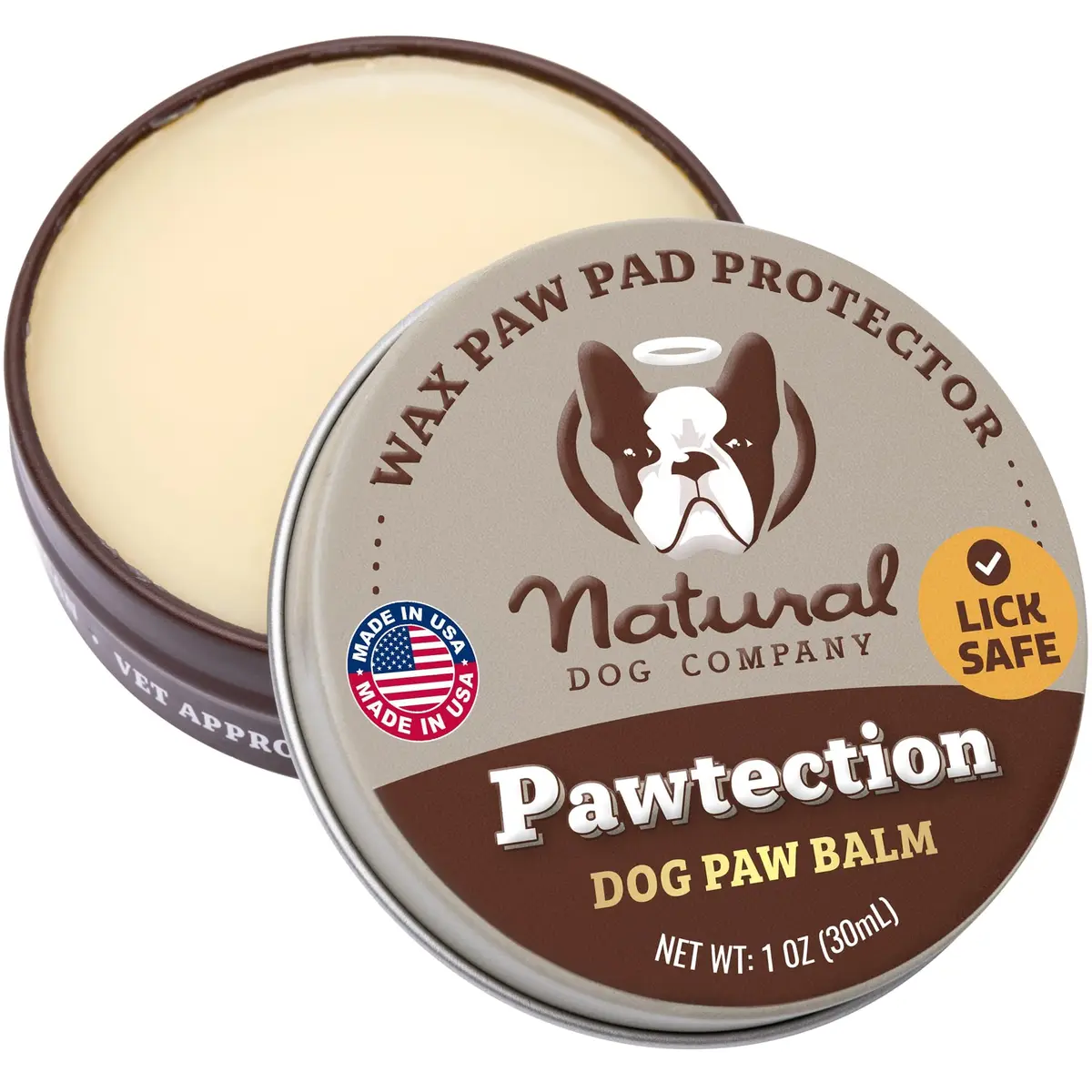 Natural Dog Company PawTection Dog Paw Wax 1 oz | Lick Safe, All-Natural Paw Protector for Hot Pavement & Rough Terrain - main product image