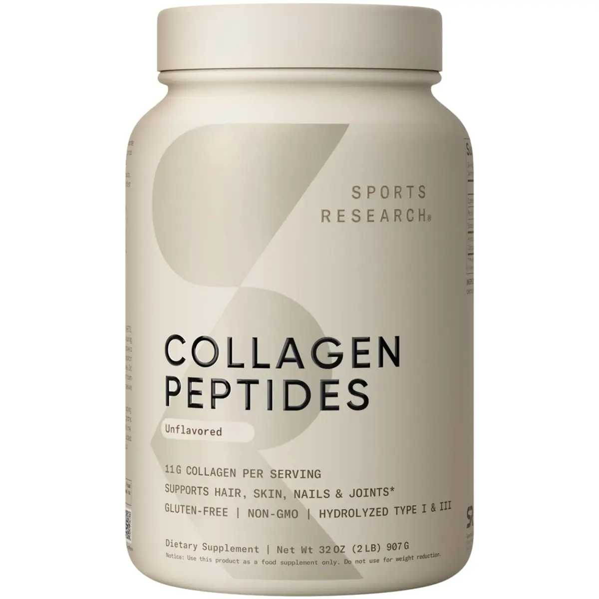 Sports Research Collagen Peptides Protein Powder 2lb (907g) | Hair, Skin & Joint Support - main product image