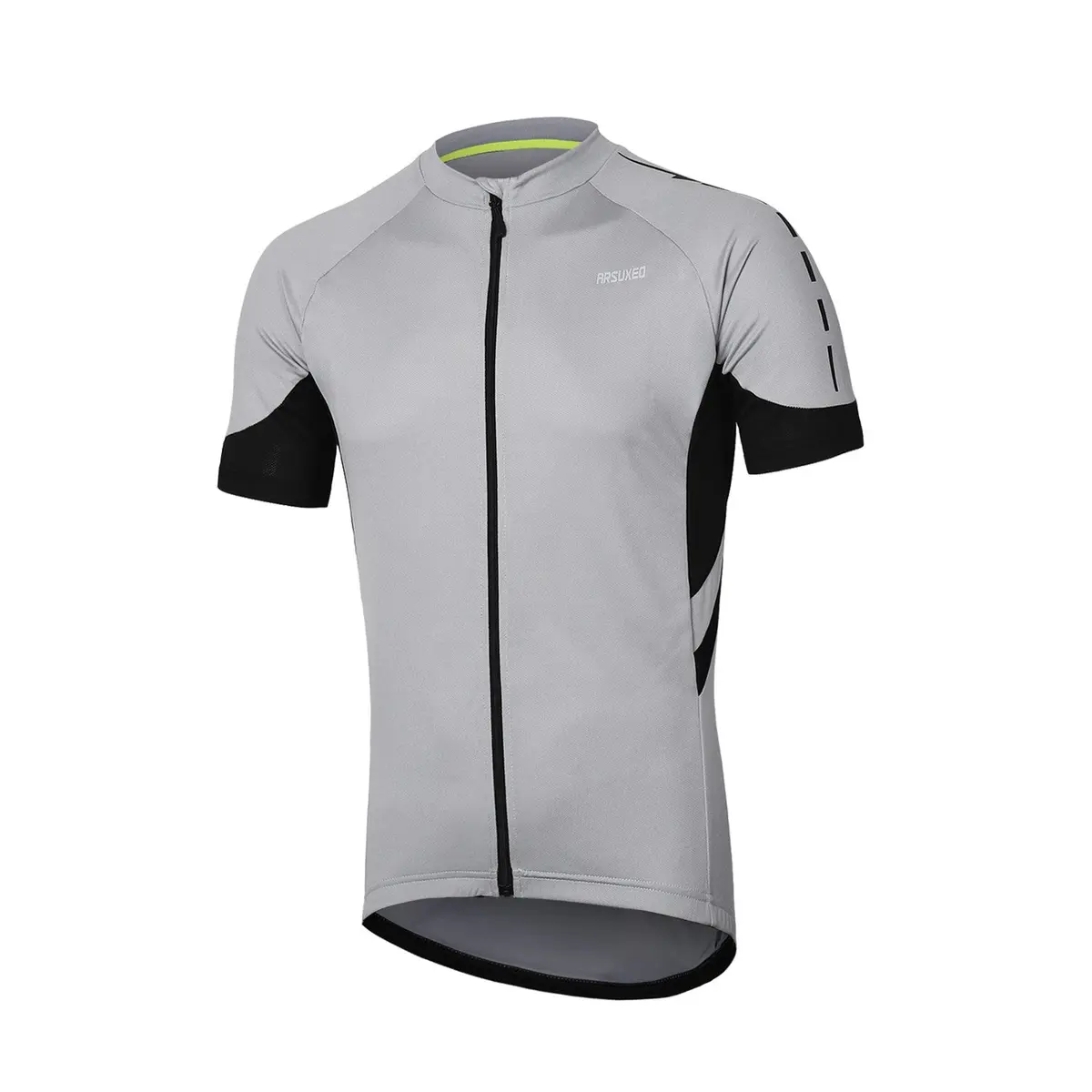 ARSUXEO Men's Short Sleeves Cycling Jersey Bicycle MTB Bike Shirt 636 Light Gray XXL | Breathable, Quick Dry Fit - main product image