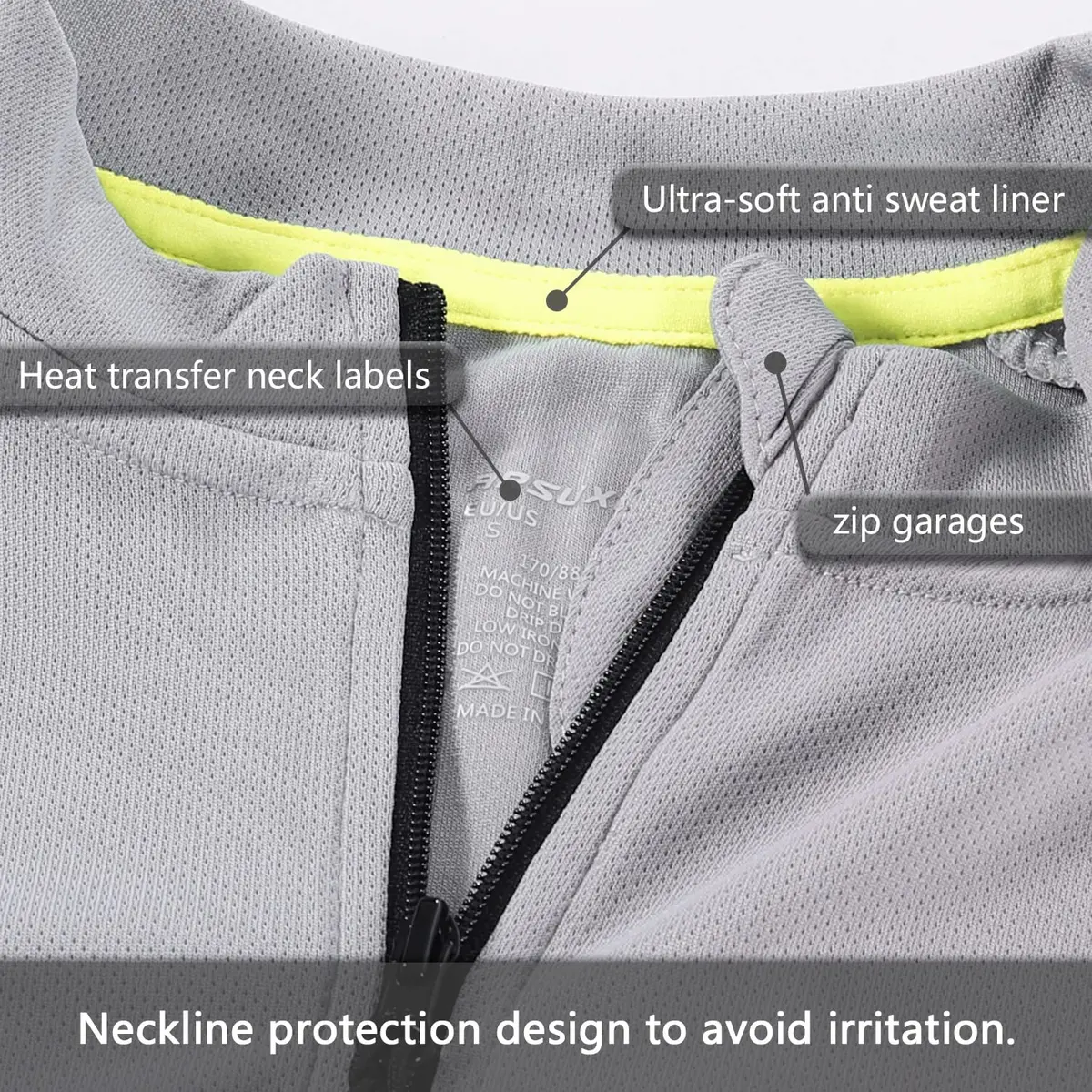 ARSUXEO Men's Short Sleeves Cycling Jersey Bicycle MTB Bike Shirt 636 Light Gray XXL | Breathable, Quick Dry Fit - view 5