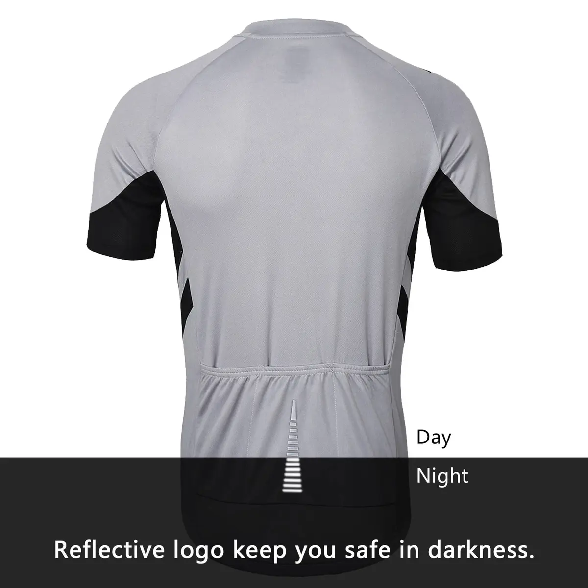 ARSUXEO Men's Short Sleeves Cycling Jersey Bicycle MTB Bike Shirt 636 Light Gray XXL | Breathable, Quick Dry Fit - view 2