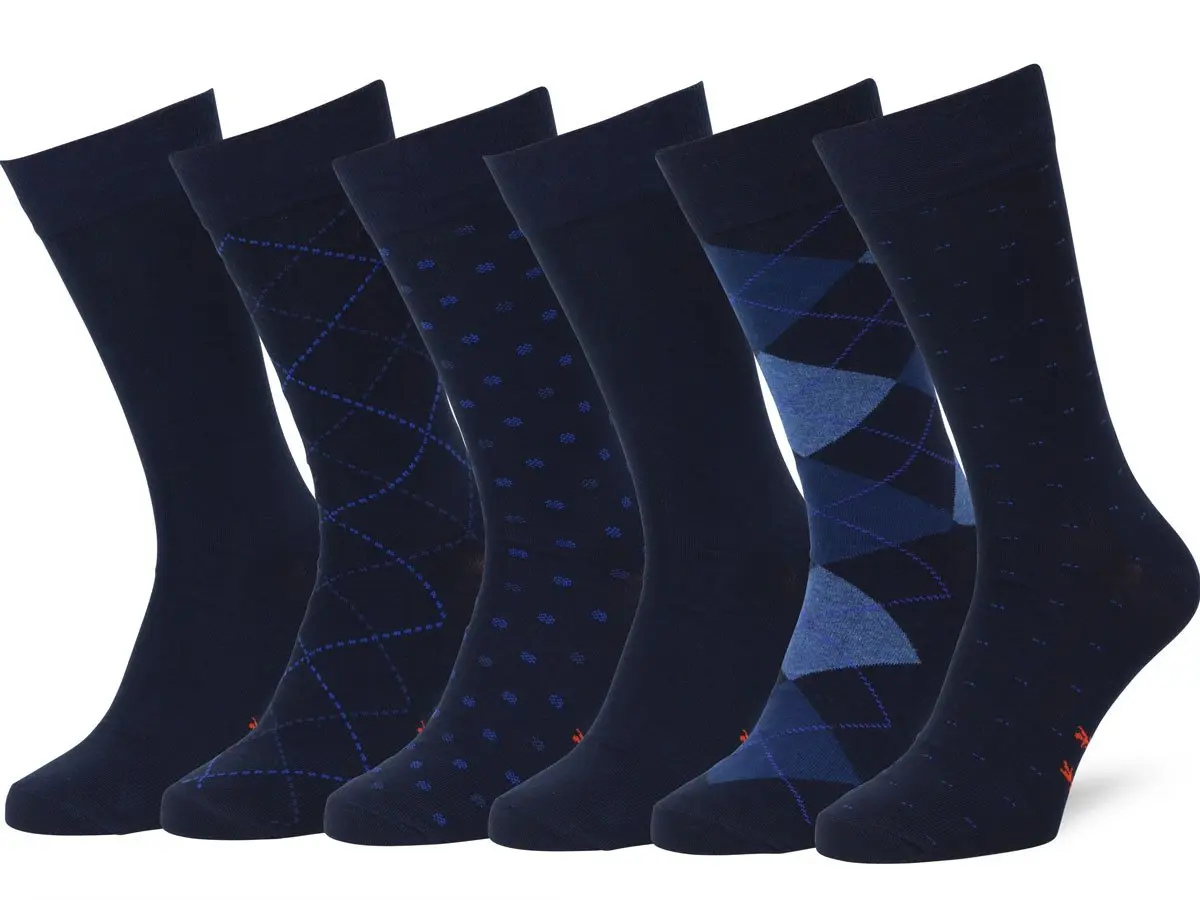 Easton Marlowe Men's 6-Pack Cotton Dress Socks | Navy Blue Hues, Size 10-13 - main product image