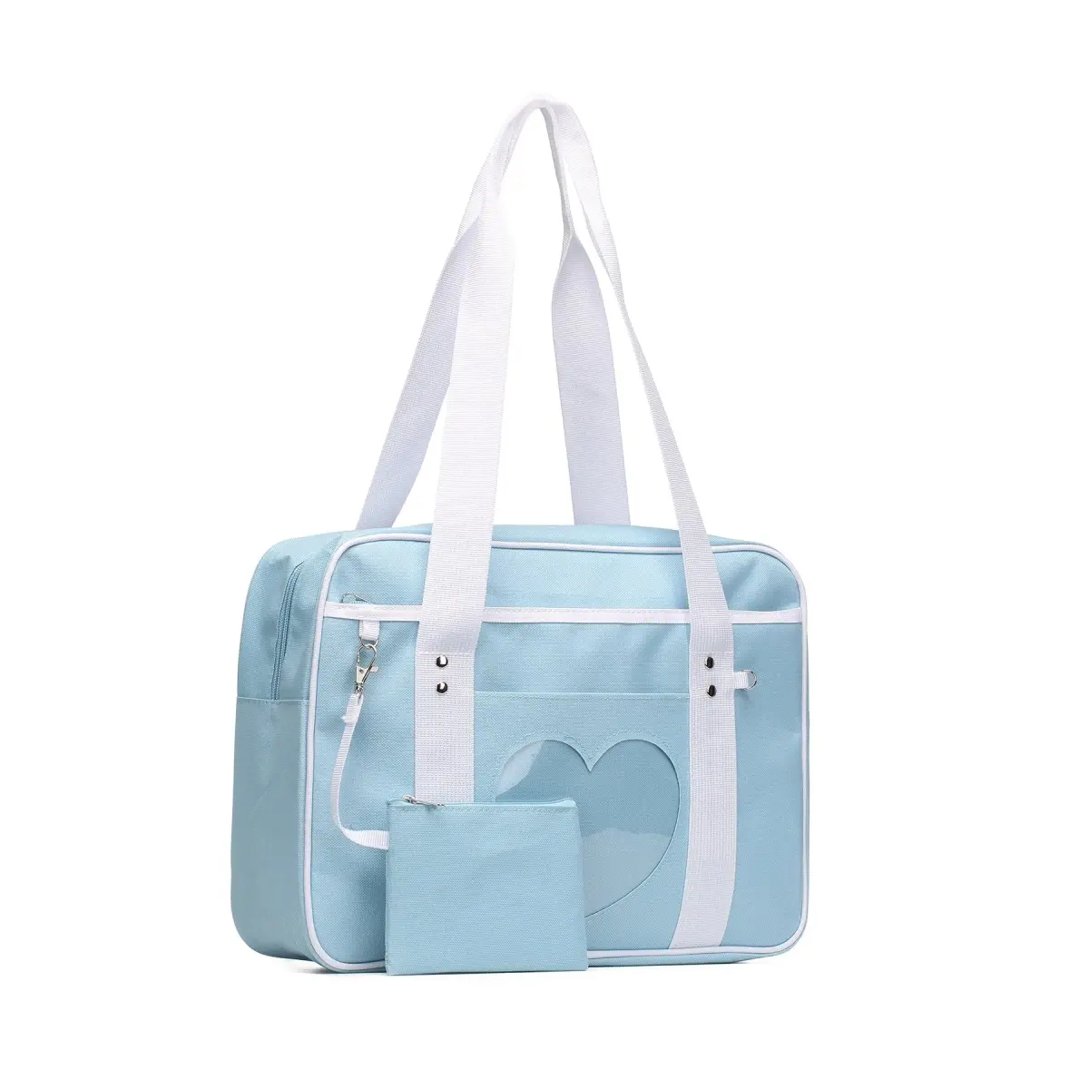 STEAMEDBUN Kawaii Ita Bag Japanese School Bag Blue Heart Tote Bag 37.6cm (14.8 inch) | Cute Anime Purse for Girls - main product image