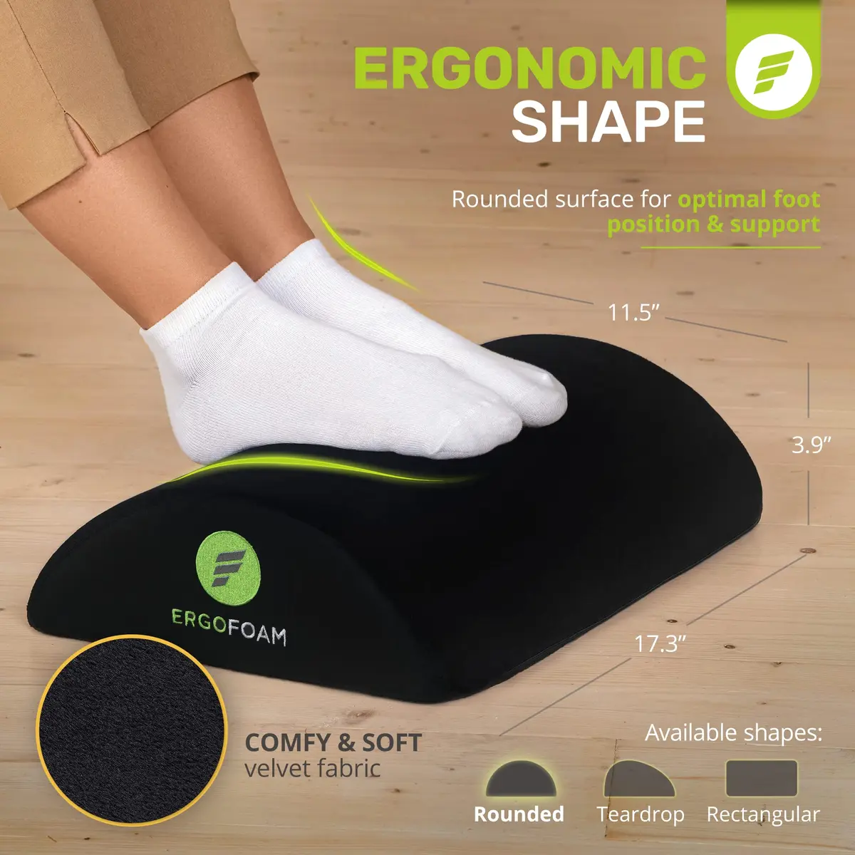 ErgoFoam Ergonomic Foot Rest Under Desk - Premium Velvet Foam Support for Lumbar & Back Pain - view 5