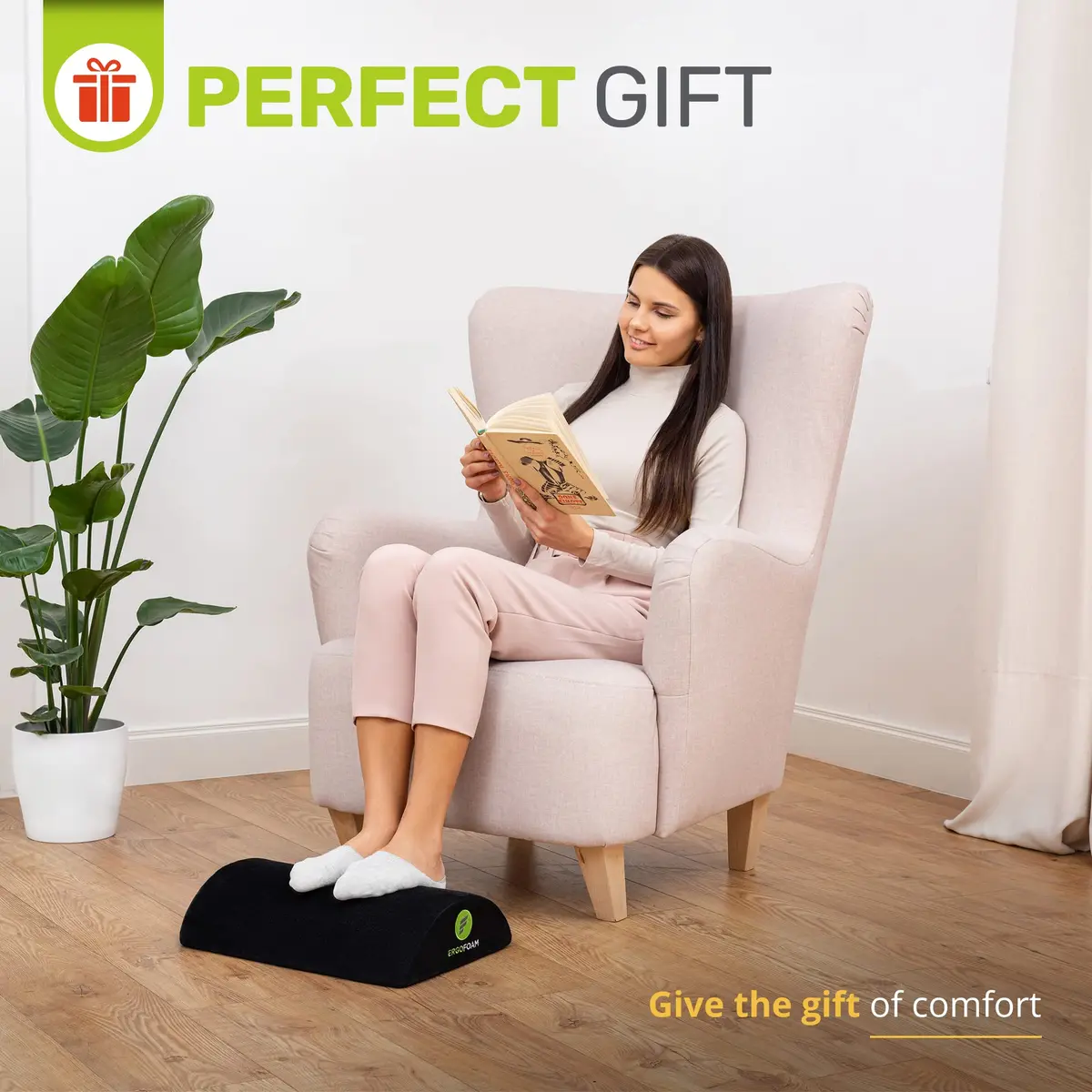 ErgoFoam Ergonomic Foot Rest Under Desk - Premium Velvet Foam Support for Lumbar & Back Pain - view 8