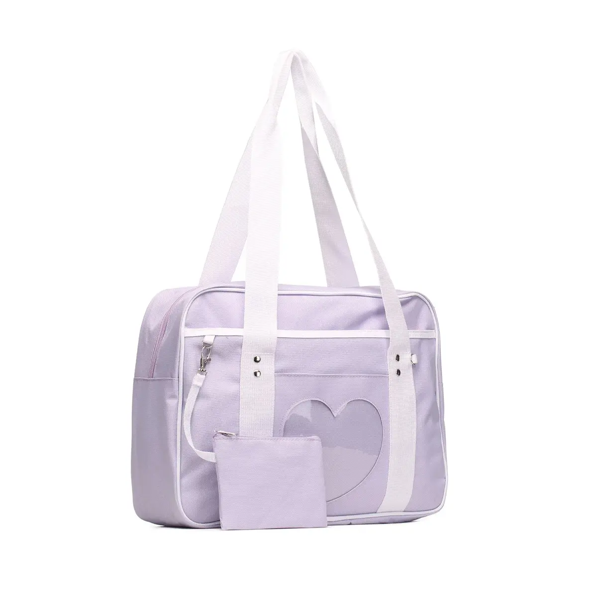 STEAMEDBUN Kawaii Ita Bag Large Tote Shoulder Bag with Clear Heart Window & Pockets 37.5cm (14.8 inch) | Anime & Cosplay Accessory - main product image