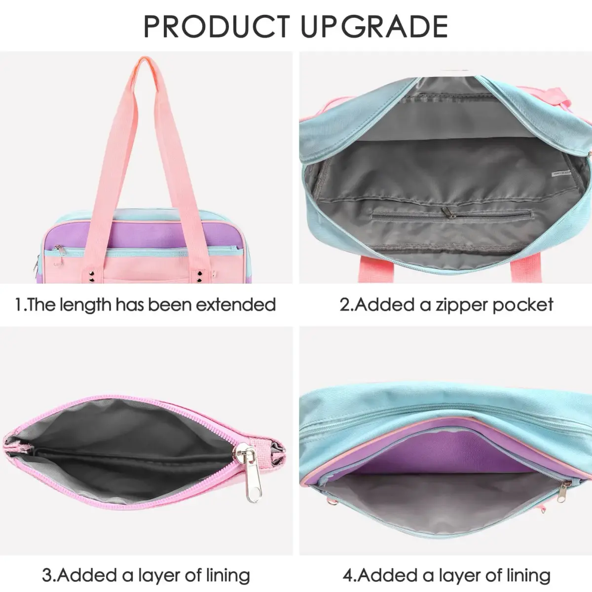 STEAMEDBUN Kawaii Ita Bag Large Tote Shoulder Bag with Clear Heart Window & Pockets 37.5cm (14.8 inch) | Anime & Cosplay Accessory - view 3