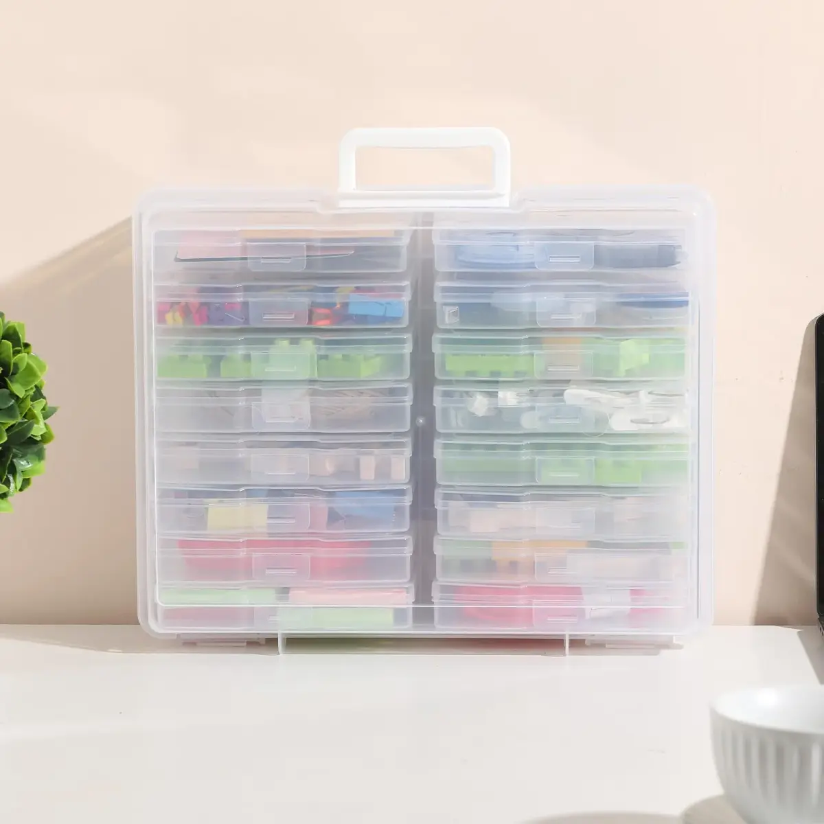 novelinks Photo Storage Box with 16 Inner Cases | Holds 1600 Photos & Crafts | Clear Plastic Organizer - view 7