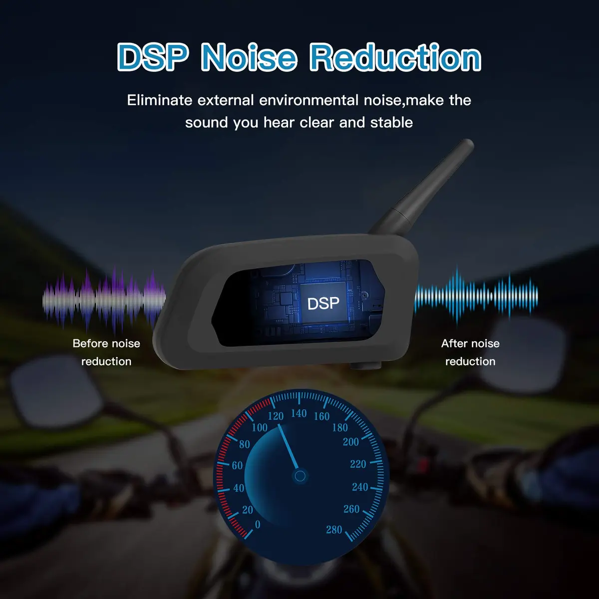 EJEAS V6 Pro Motorcycle Helmet Bluetooth Intercom 1200M 2-Way Headset (2-Pack, Black) - view 4