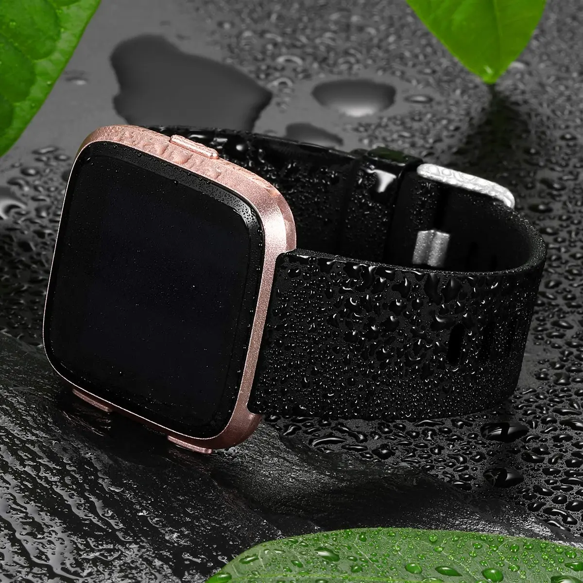 Wepro Sport Bands Compatible with Fitbit Versa 2, Versa Lite, Versa (Large, Black) | Soft Elastomer, Sweat-Resistant, Secure Buckle - view 3