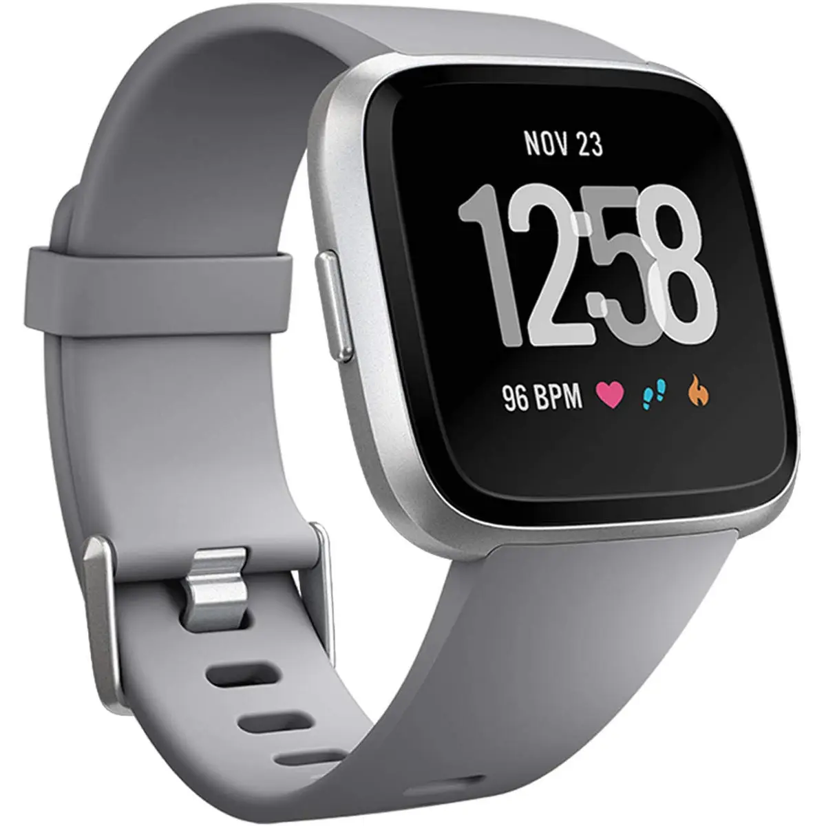 Wepro Sport Bands for Fitbit Versa 2, Versa, Lite - Gray Large (22mm) | Breathable Elastomer with Stainless Steel Buckle - main product image