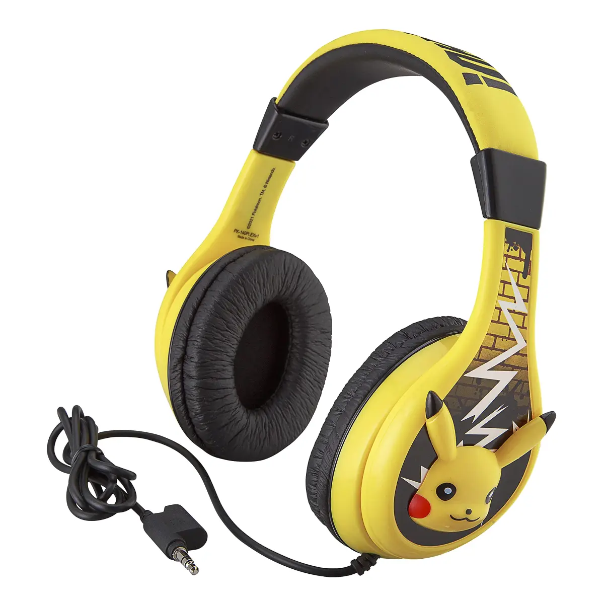 eKids Pokemon Pikachu Wired Kids Headphones, Adjustable, Stereo Sound, 3.5mm Jack, Tangle-Free, Volume Control, Children's Headband On Ear | Safe Volume for Kids - main product image