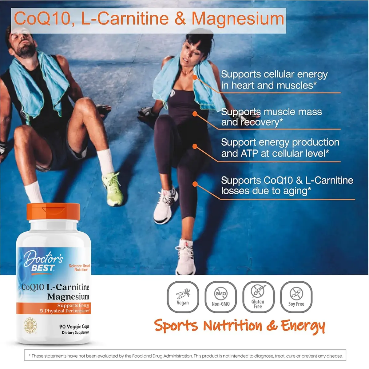 Doctor's Best CoQ10 L-Carnitine Magnesium Supplement 90 Veg Caps | Energy & Exercise Support for Men & Women - view 6