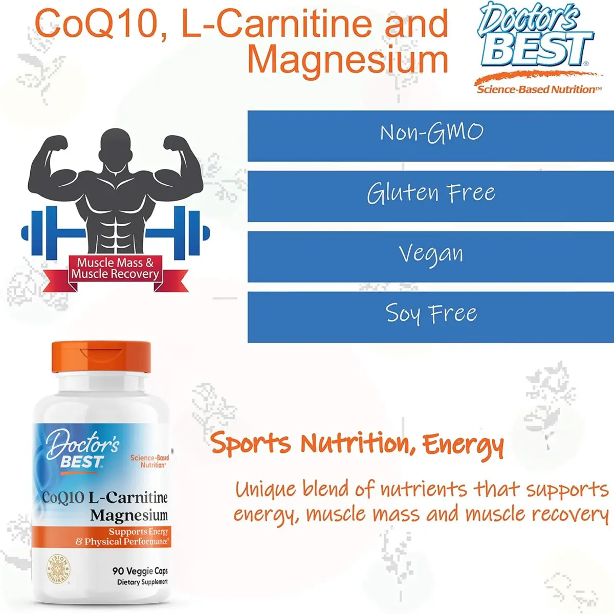 Doctor's Best CoQ10 L-Carnitine Magnesium Supplement 90 Veg Caps | Energy & Exercise Support for Men & Women - view 7
