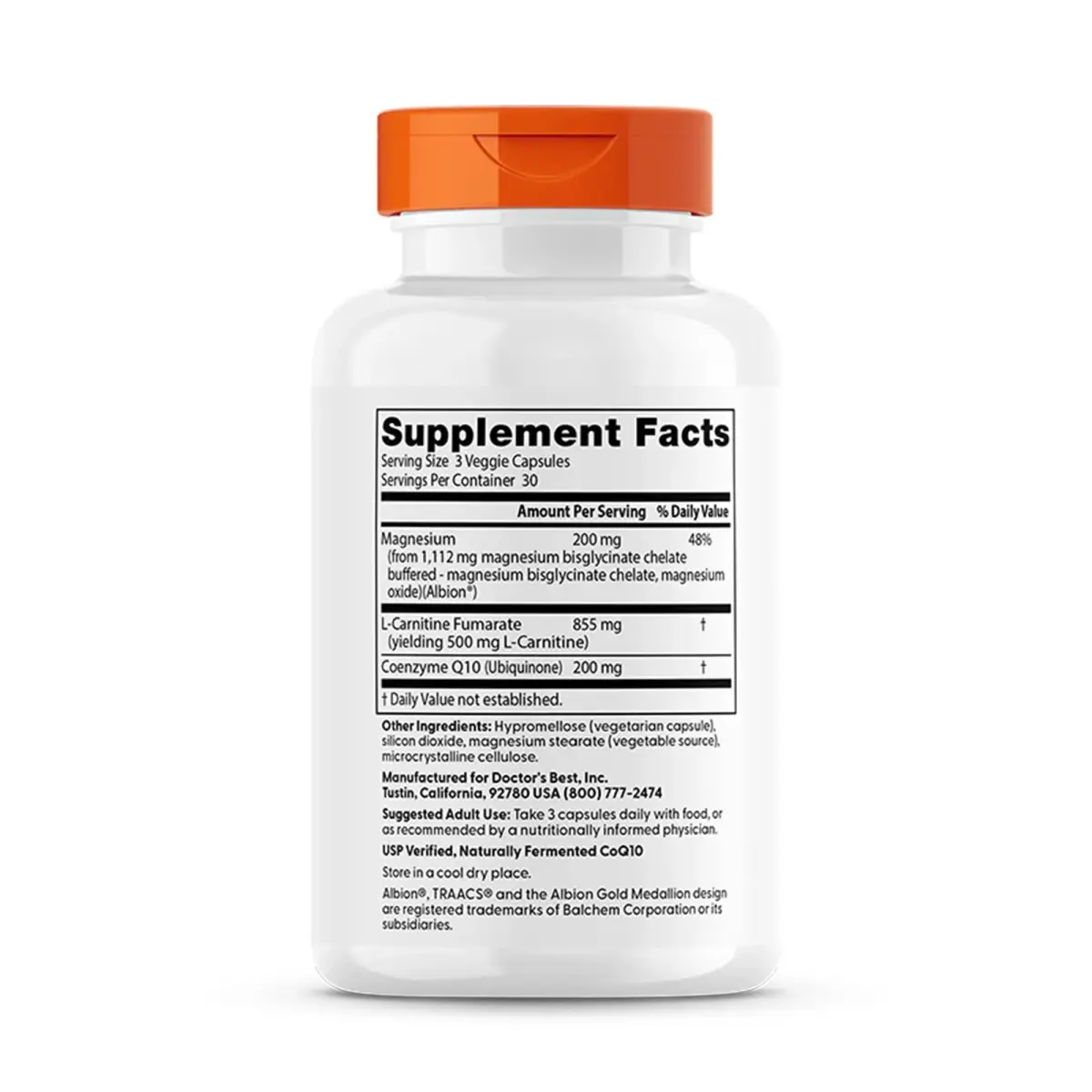 Doctor's Best CoQ10 L-Carnitine Magnesium Supplement 90 Veg Caps | Energy & Exercise Support for Men & Women - view 2