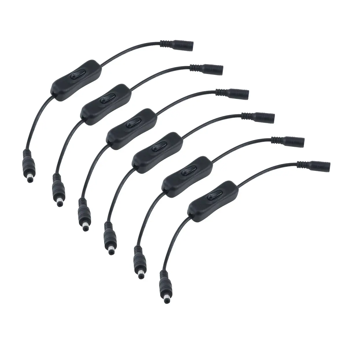 Antrader 6pcs DC Inline On/Off Switch Cables 5.5x2.1mm Male to Female 29.5cm (11.6 Inch) | Control LED Lights Easily - main product image