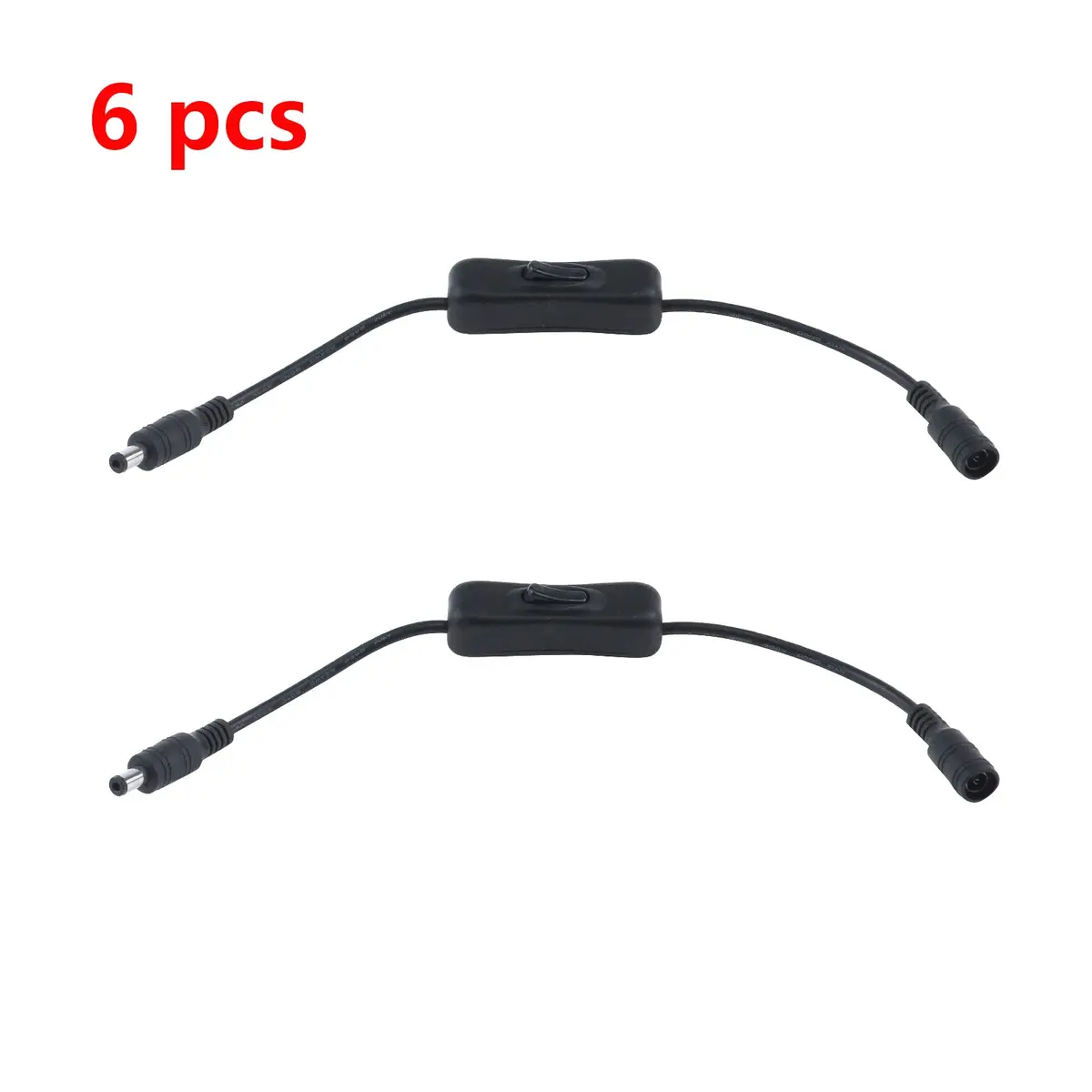 Antrader 6pcs DC Inline On/Off Switch Cables 5.5x2.1mm Male to Female 29.5cm (11.6 Inch) | Control LED Lights Easily - view 6