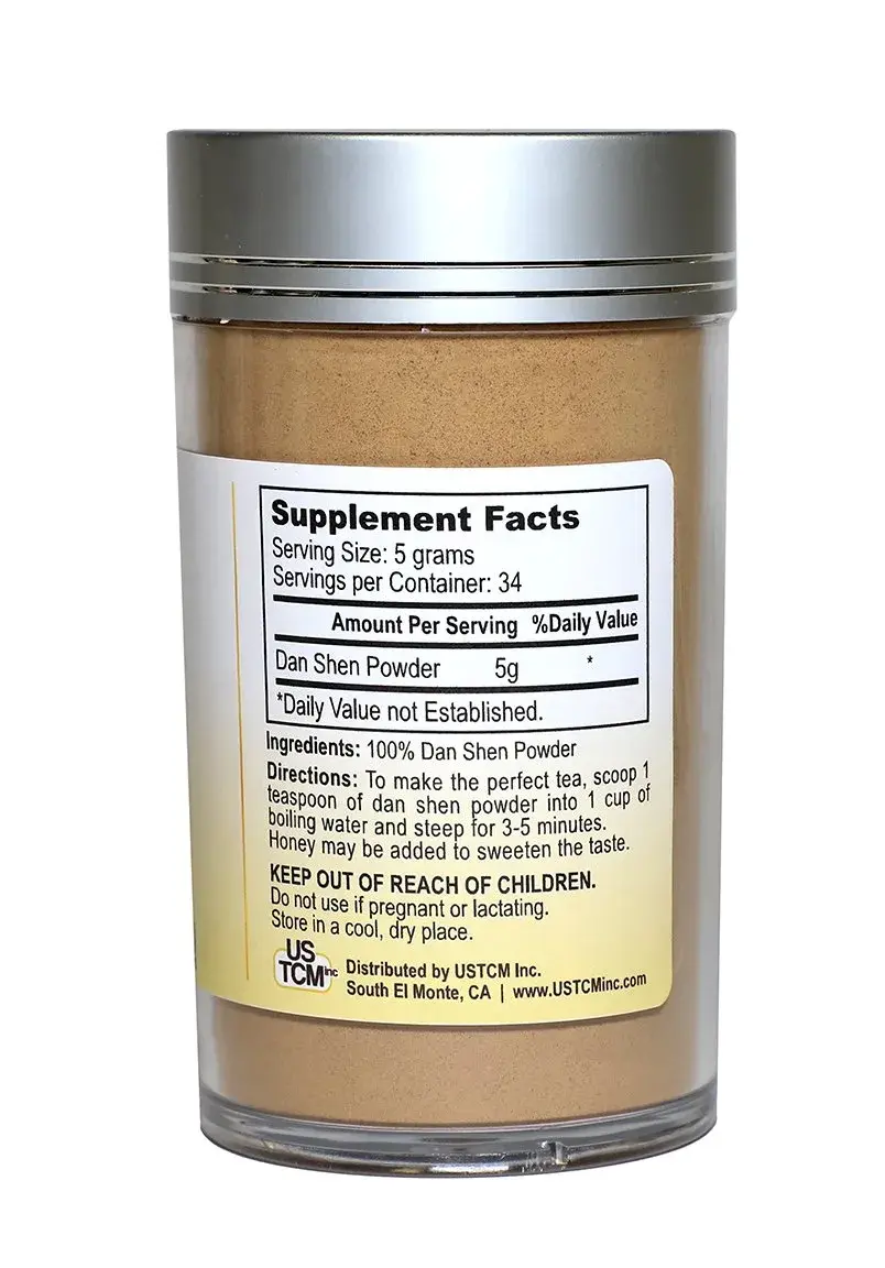 USTCM Dan Shen Powder Salvia Miltiorrhiza Red Sage Root Powder 170g (6oz) | Authentic Herbal Supplement Imported for India - view 2