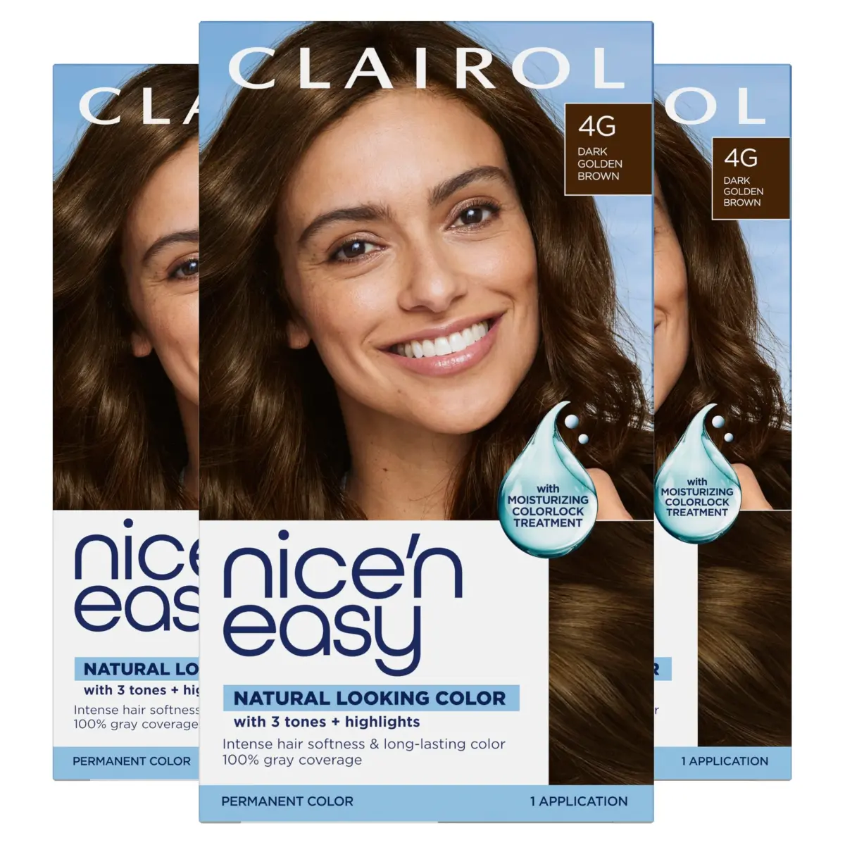 Clairol Nice'n Easy Permanent Hair Dye 4G Dark Golden Brown - 6.26 Fl Oz (Pack of 3) - main product image