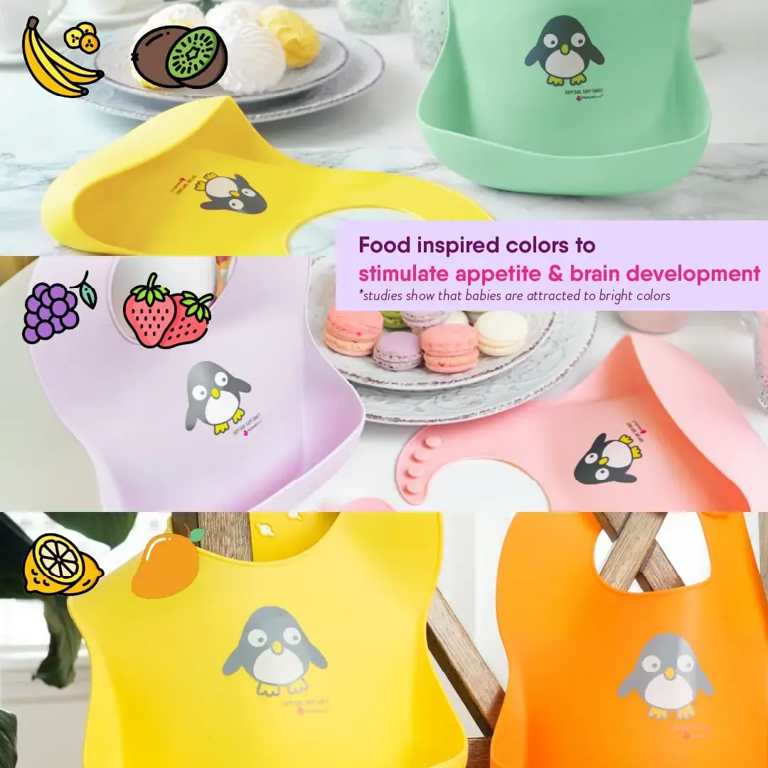 NatureBond Waterproof Baby Bibs Set of 2 with Pouch | Food Grade Silicone Weaning Bibs for Babies & Toddlers - view 6