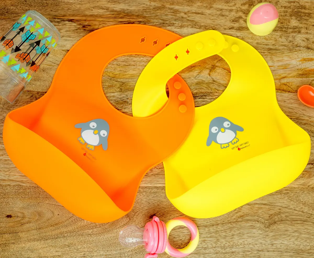 NatureBond Waterproof Baby Bibs Set of 2 with Pouch | Food Grade Silicone Weaning Bibs for Babies & Toddlers - view 9