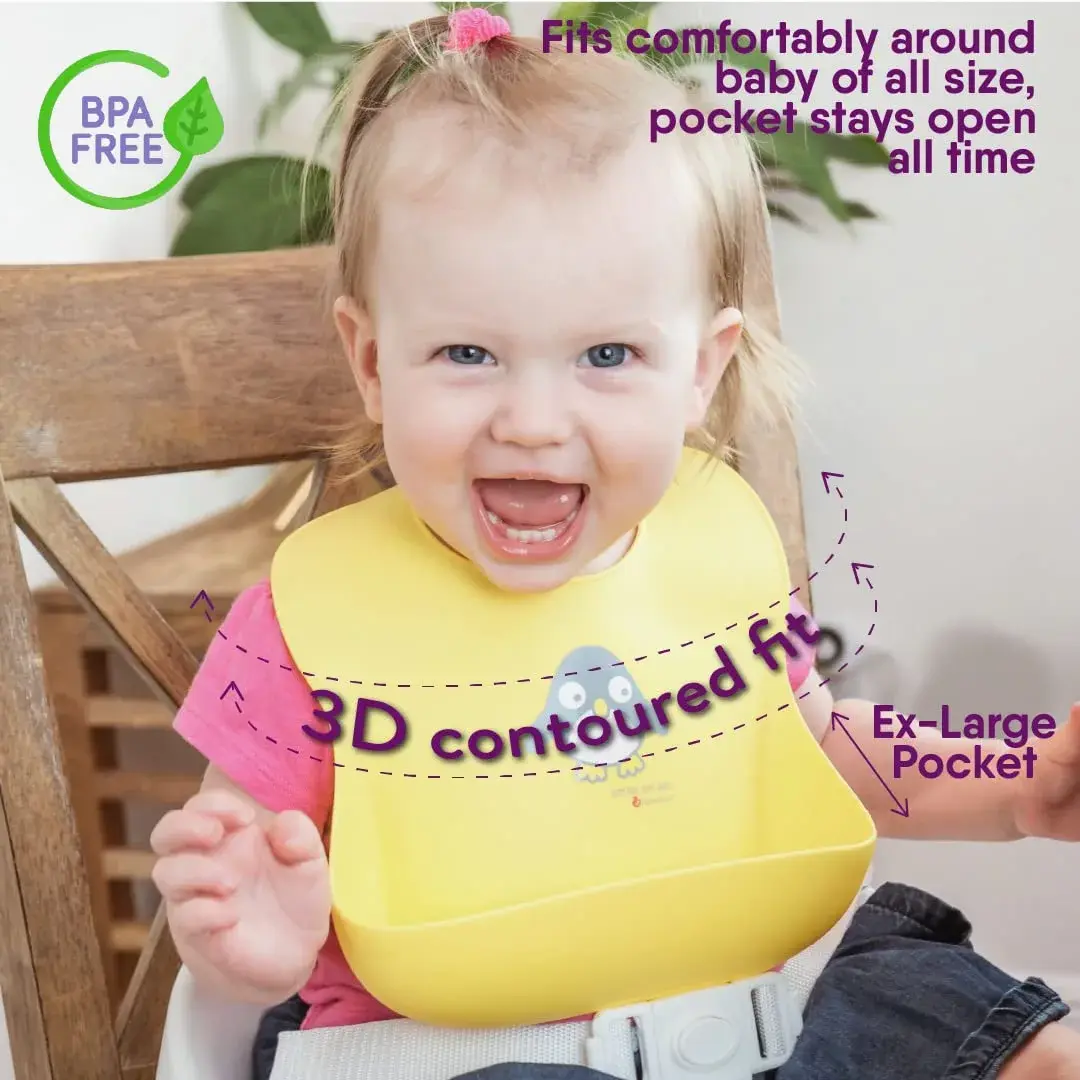 NatureBond Waterproof Baby Bibs Set of 2 with Pouch | Food Grade Silicone Weaning Bibs for Babies & Toddlers - view 4