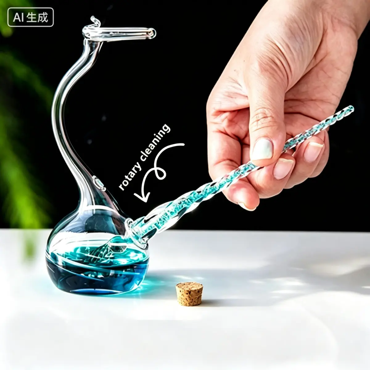 Earlyred Calligraphy Pen Set Handmade Glass Dip Pen Holder Crystal Drip Fountain Pen Writing Signatures Pen Ink Washing Inkwell Pen Decoration Office Student Gift Blue (Not Ink) - view 3