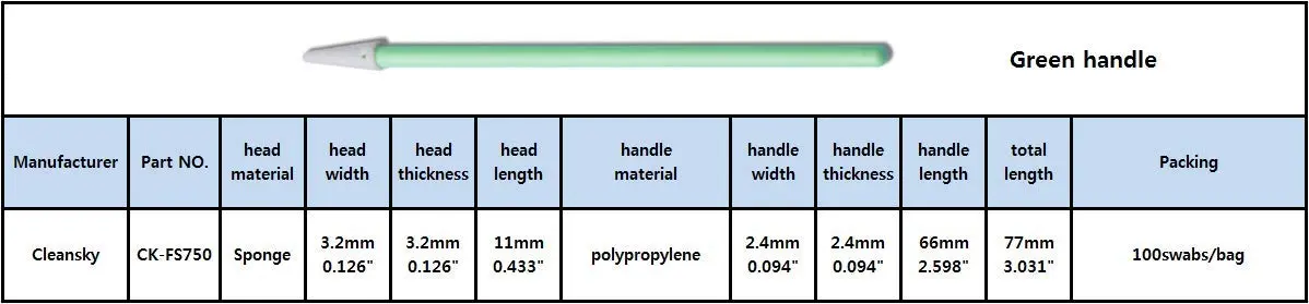 Ci Kyan CK-FS750 Pointed Foam Tip Swabs, 3.0" (7.62 cm) Brush Length, 500 Count | Lint-Free Cleaning for Electronics & Optics - view 2