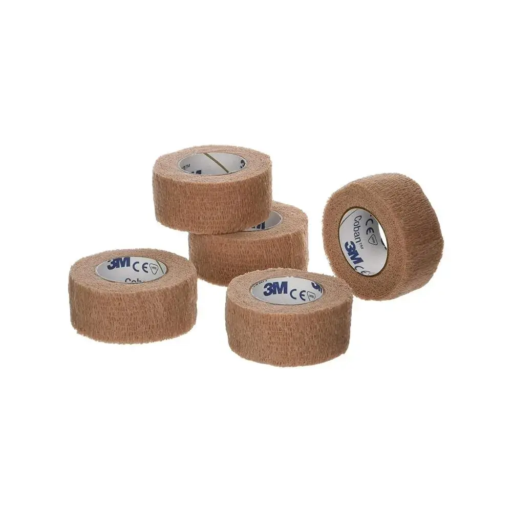 Coban 3M Self-Adherent Wrap Tan 1" x 5 Yards (75 Yards Total) | Professional Healthcare Grade - main product image
