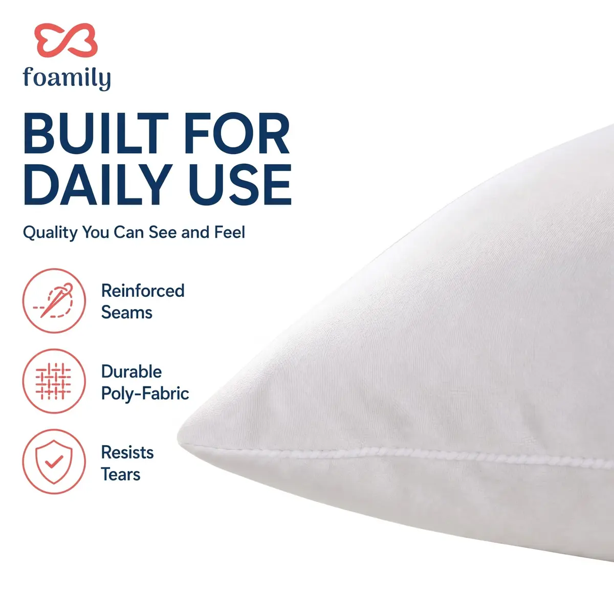 Foamily 12x20 Lumbar Pillow Inserts, White | Plush Support for Couch & Bed (70-120c) - view 5