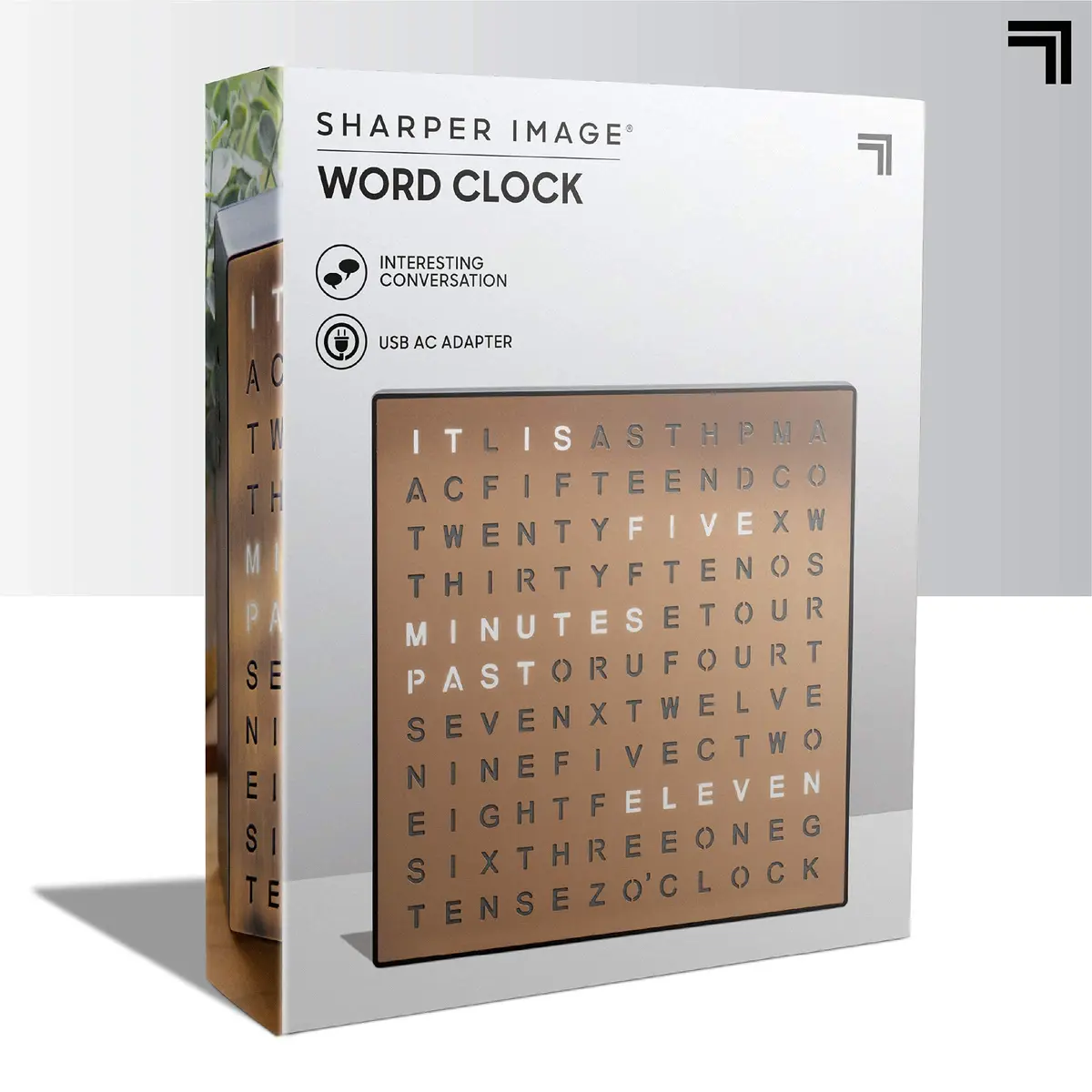 Sharper Image LED Word Clock 7.75" Copper Finish | Modern Time Display with USB Power - view 8