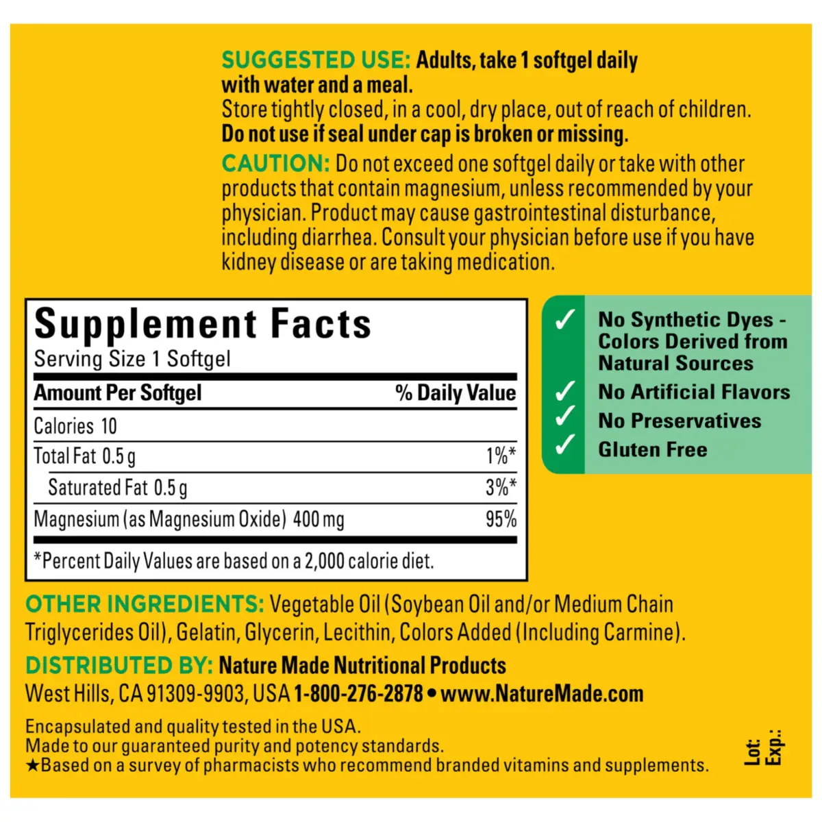 Nature Made Magnesium Oxide Extra Strength 400 mg Softgels 110 Count (110 Day Supply) | Supports Nerve, Bone & Heart Health - view 7