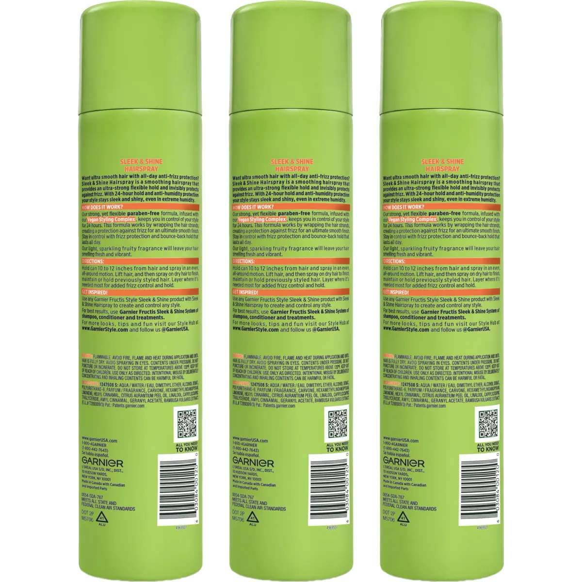 Garnier Fructis Sleek & Shine Anti Humidity Hairspray, Extra Strong Hold, 247.5ml (8.25 oz) | Controls Frizz & Humidity - view 9
