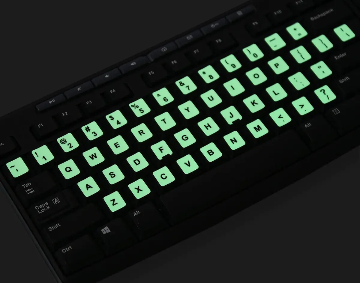 CaseBuy 2PCS Pack Universal English Keyboard Stickers Glow in The Dark | Luminous PVC for Laptops - view 6
