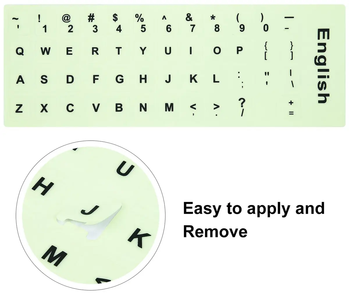 CaseBuy 2PCS Pack Universal English Keyboard Stickers Glow in The Dark | Luminous PVC for Laptops - view 3