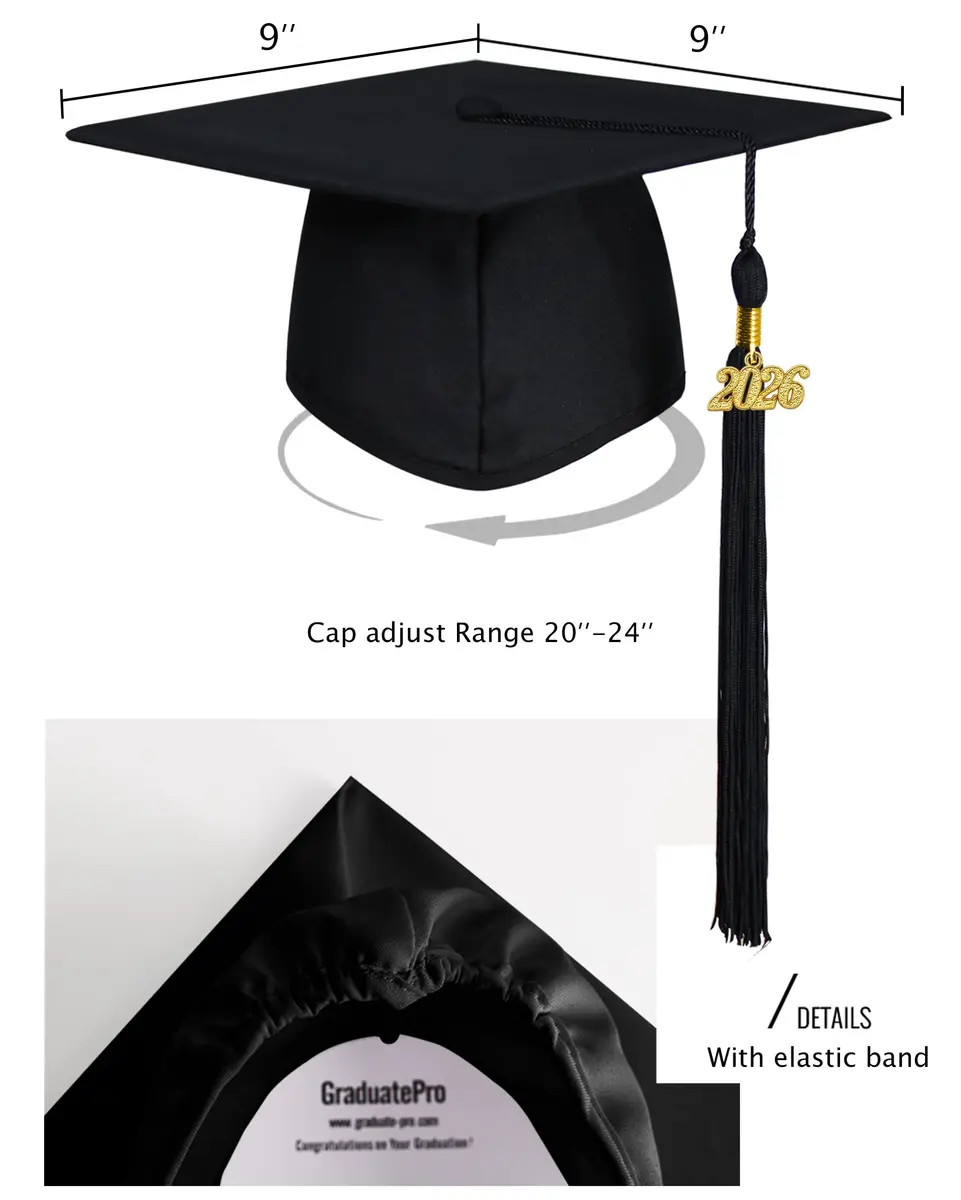 GraduatePro Unisex Adult Graduation Cap and Gown Set 2026 | Black, 45 in | Premium Polyester, Wrinkle-Free (70-120 chars) - view 4