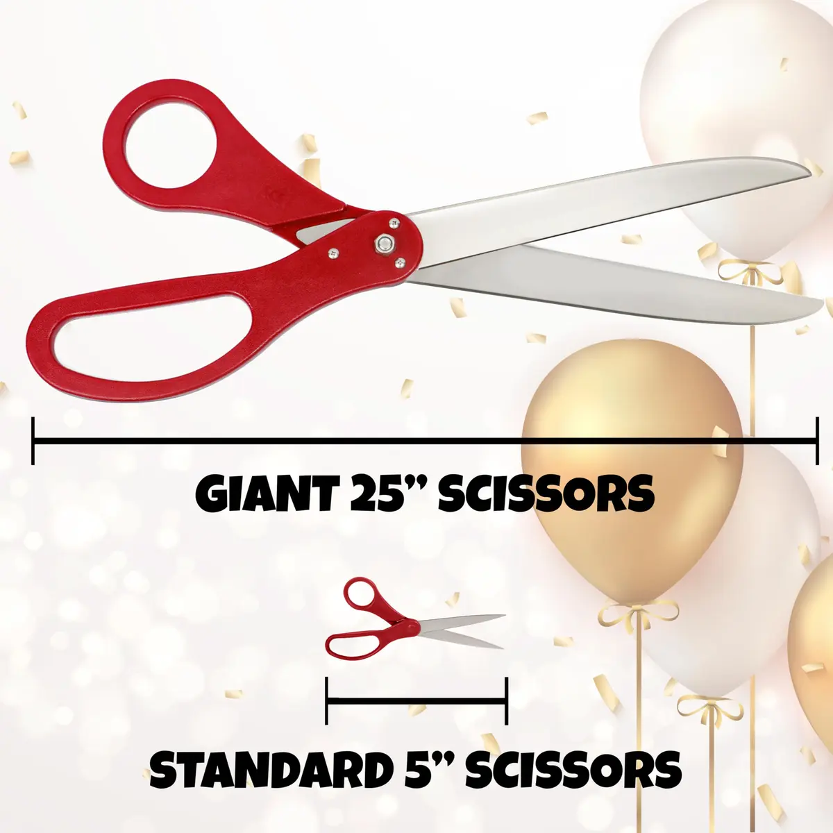SCS Direct Giant Ribbon Cutting Scissors Set with Red Ribbon 25" | Heavy Duty for Ceremonial Events - view 2